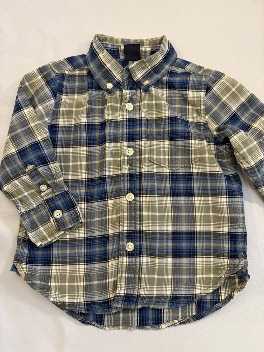 GAP Blue & Olive Plaid Button-Down Shirt